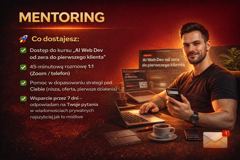 Mentoring 1:1 – Przejdź od kursu do pierwszych klientów (z moim wsparciem)